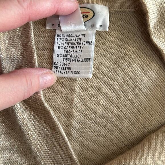 Talbots Gold/Tan Wool/Silk V-Neck Sweater Size MP - Picture 6 of 6